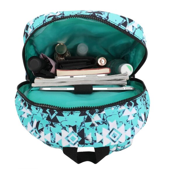 MONTANA WEST Nylon Turquoise Aztec Print Backpack Southwestern NWT - Picture 7 of 7